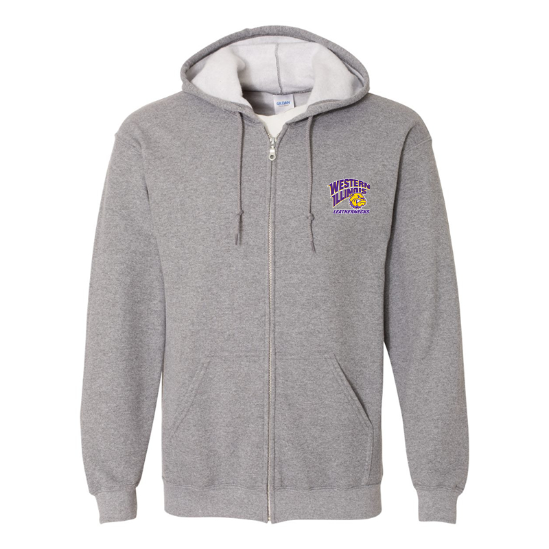 Men's Western Illinois Leathernecks Gildan  Heavy Blend Full Zip Hooded Sweatshirt