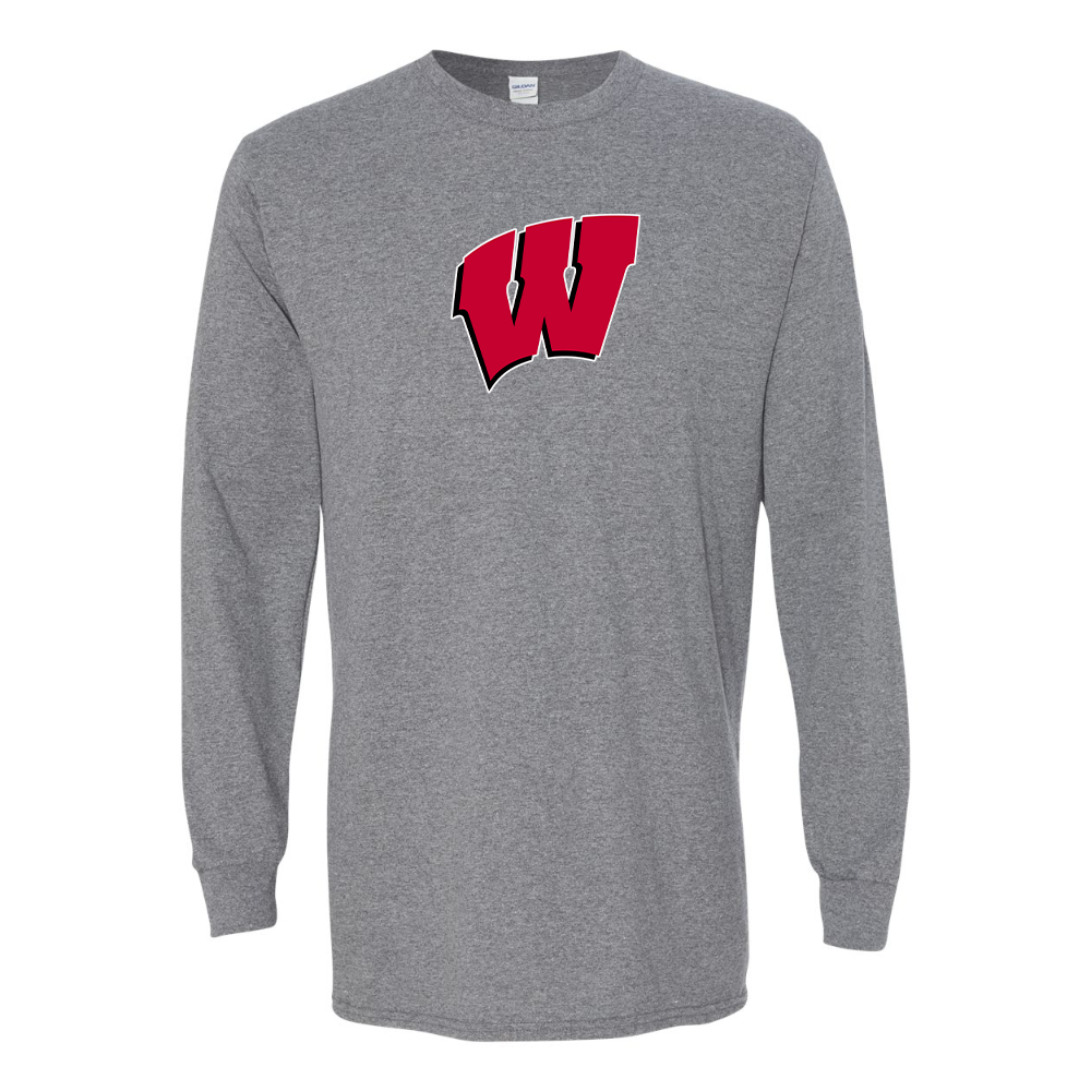 Men's Wisconsin Badgers Gildan Heavy Cotton Long Sleeve T-Shirt