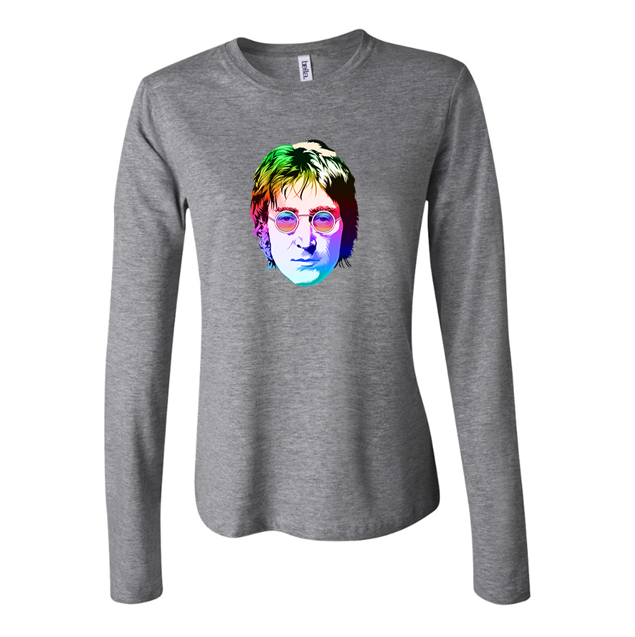 Women's John Lennon Face Art Music Long Sleeve T-Shirt
