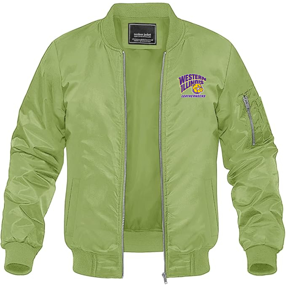 Men's Western Illinois Leathernecks Lightweight Bomber Jacket Windbreaker Softshell Varsity Jacket Coat