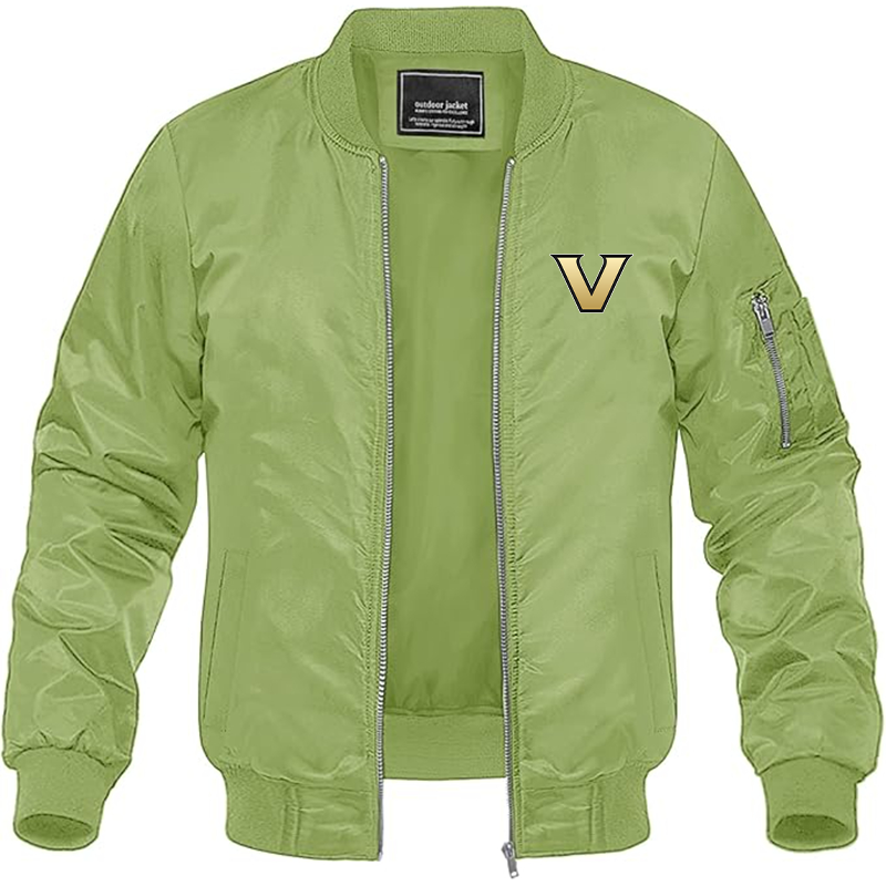Men's Vanderbilt Commodores Lightweight Bomber Jacket Windbreaker Softshell Varsity Jacket Coat