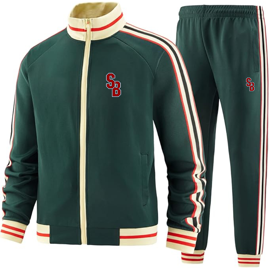 Men's  Stony Brook Seawolves  Tracksuit with Bold Striped Accents and Zippered Front