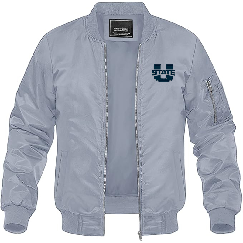 Men's Utah State Aggies  Lightweight Bomber Jacket Windbreaker Softshell Varsity Jacket Coat