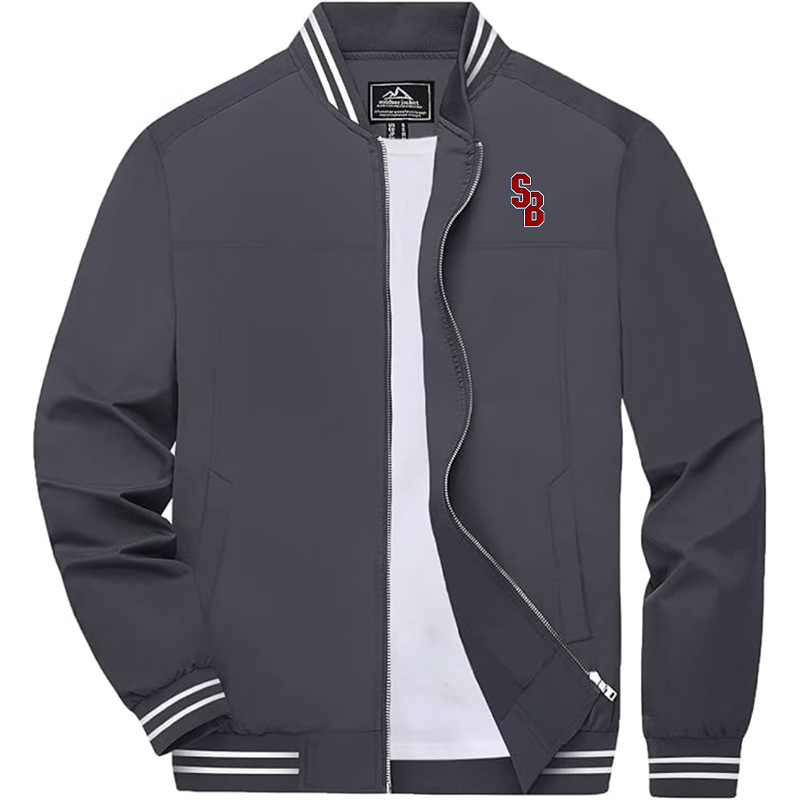 Men's  Stony Brook Seawolves  Lightweight Zip-Up Bomber Jacket  Ribbed Collar and Cuffs Outerwear