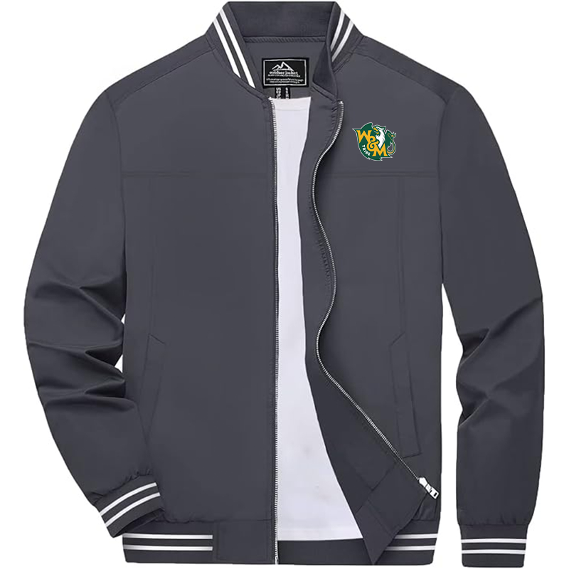 Men's   William and Mary Tribe  Lightweight Zip-Up Bomber Jacket  Ribbed Collar and Cuffs Outerwear