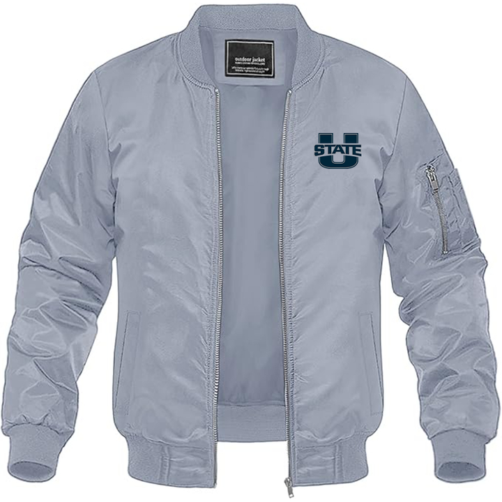 Men's Utah State Aggies  Lightweight Bomber Jacket Windbreaker Softshell Varsity Jacket Coat