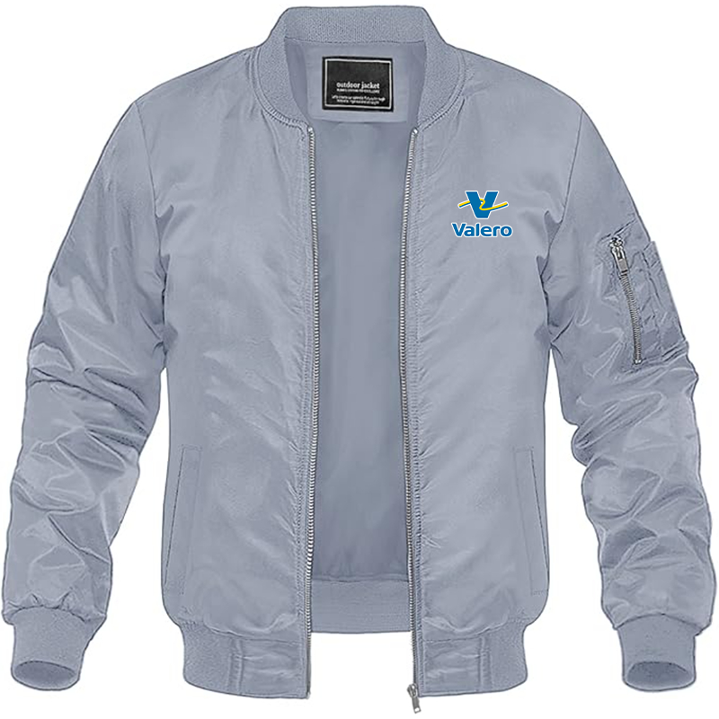 Men's Valero Gas Station Lightweight Bomber Jacket Windbreaker Softshell Varsity Jacket Coat