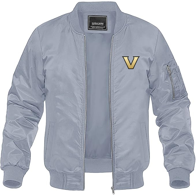 Men's Vanderbilt Commodores Lightweight Bomber Jacket Windbreaker Softshell Varsity Jacket Coat