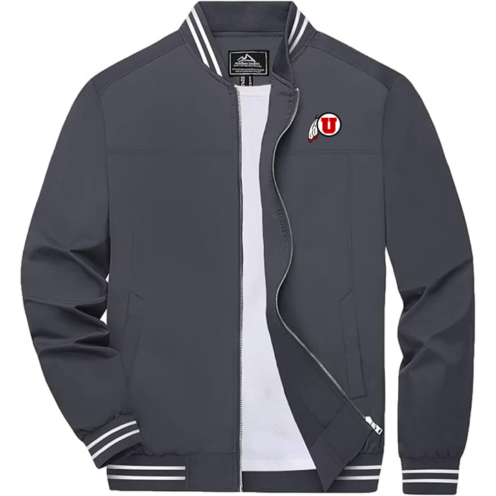Men's Utah Utes Zip-Up Bomber Jacket Ribbed Collar and Cuffs Outerwear