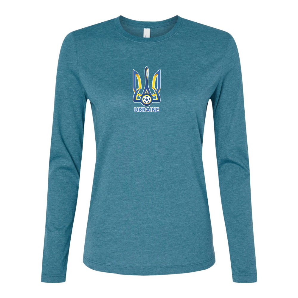 BELLA CANVAS Women’s Ukraine National Football Soccer Team Jersey Long Sleeve Tee