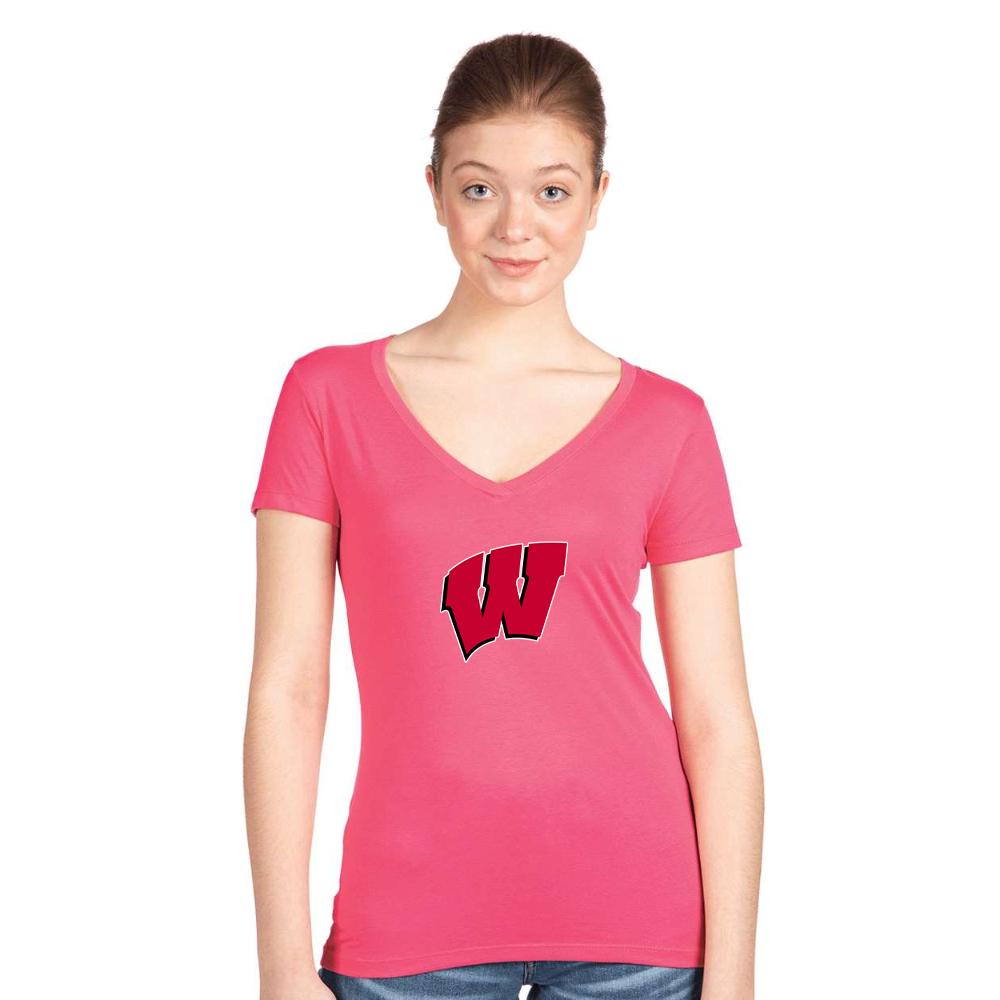 Women's Wisconsin Badgers  Next Level V-Neck T-Shirt