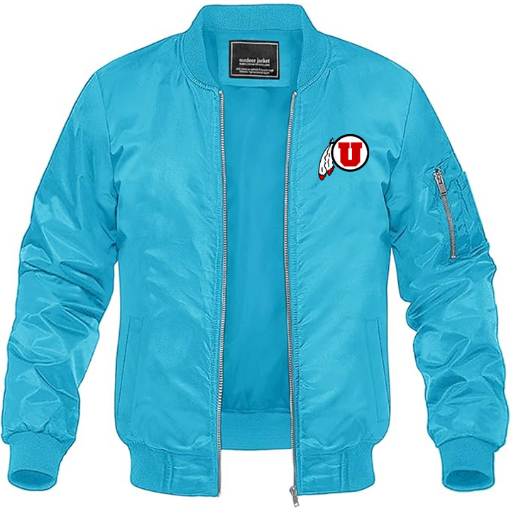 Men's  Utah Utes Lightweight Bomber Jacket Windbreaker Softshell Varsity Jacket Coat