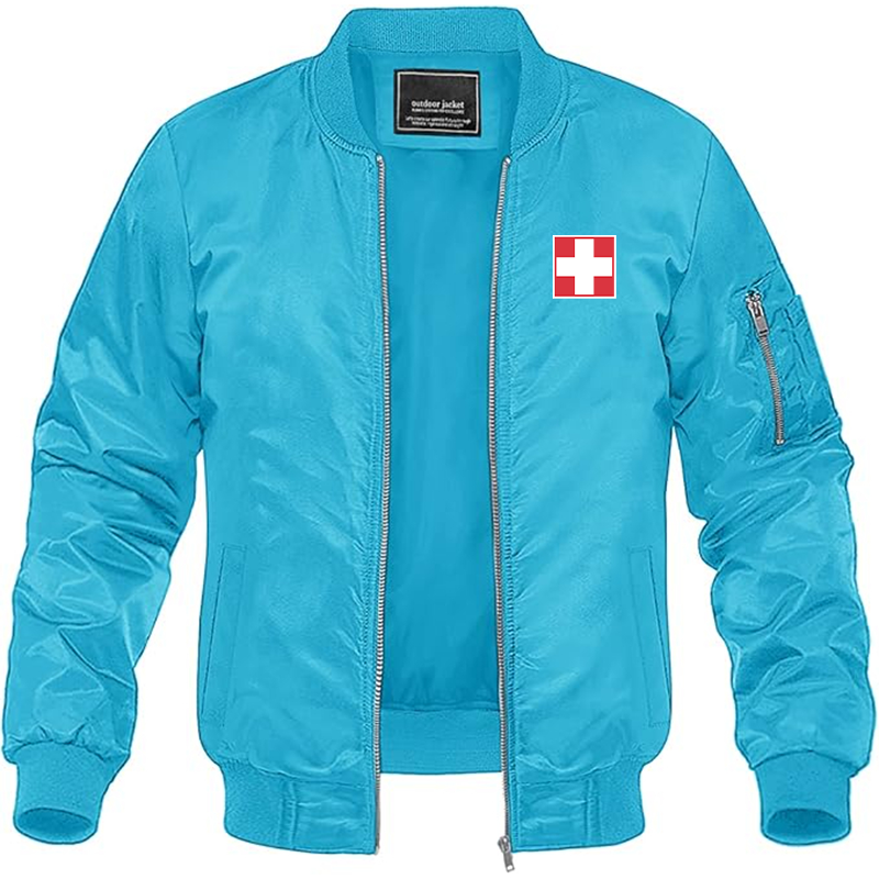 Men's  Switzerland National Football Soccer Team  Lightweight Bomber Jacket Windbreaker Softshell Varsity Jacket Coat