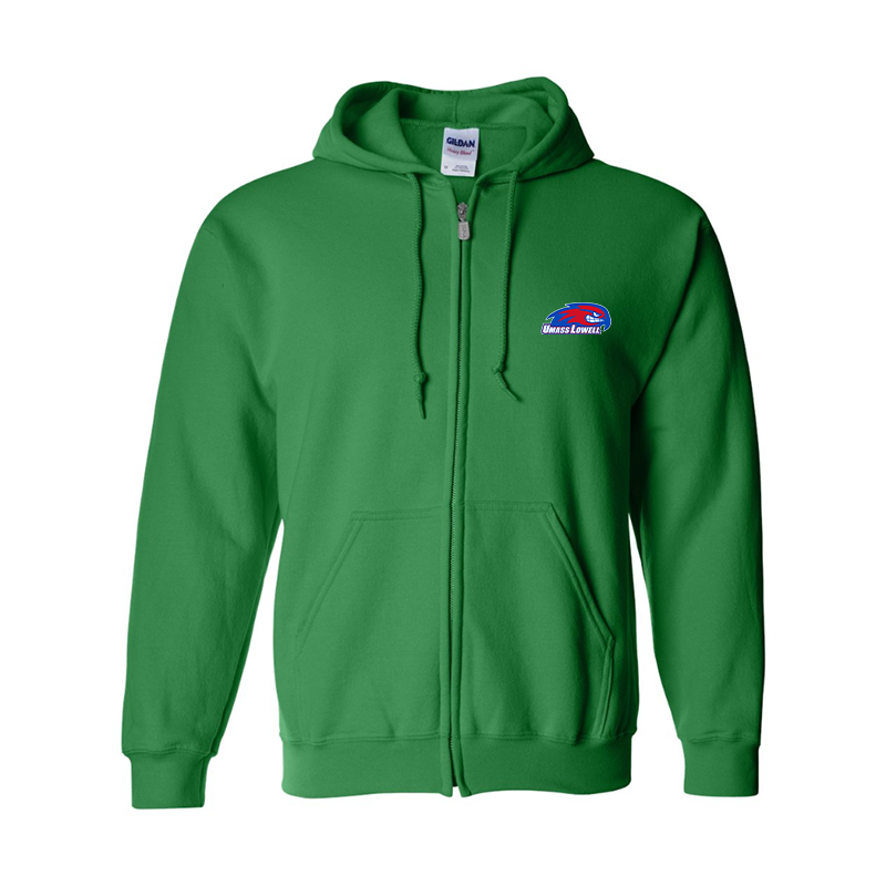 Men's  UMass Lowell River Hawks Gildan  Heavy Blend Full Zip Hooded Sweatshirt