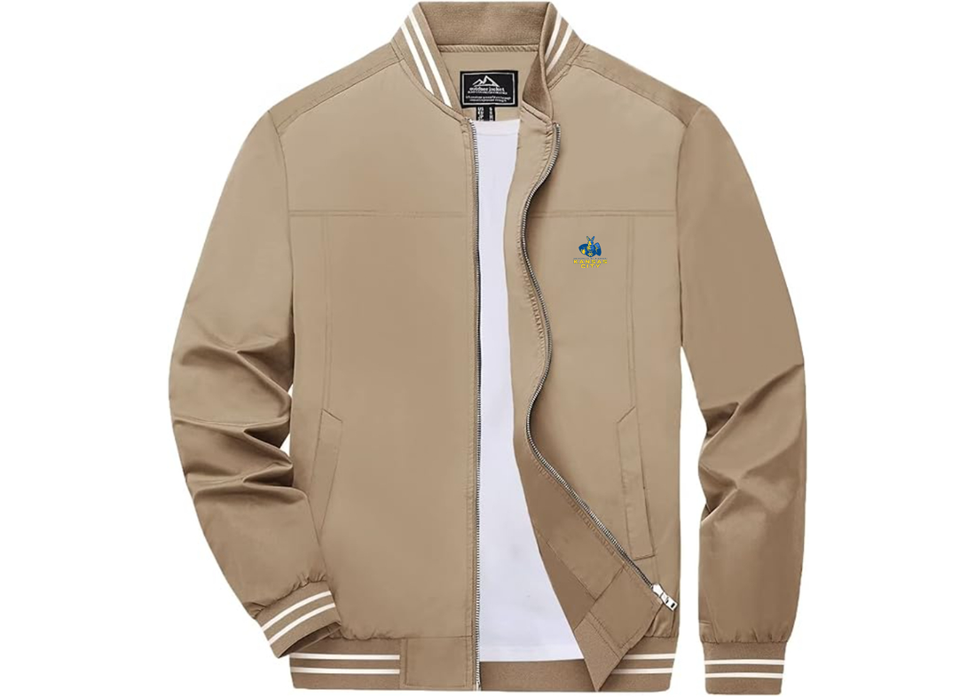 Men's UMKC Kangaroos Lightweight Zip-Up Bomber Jacket Ribbed Collar and Cuffs