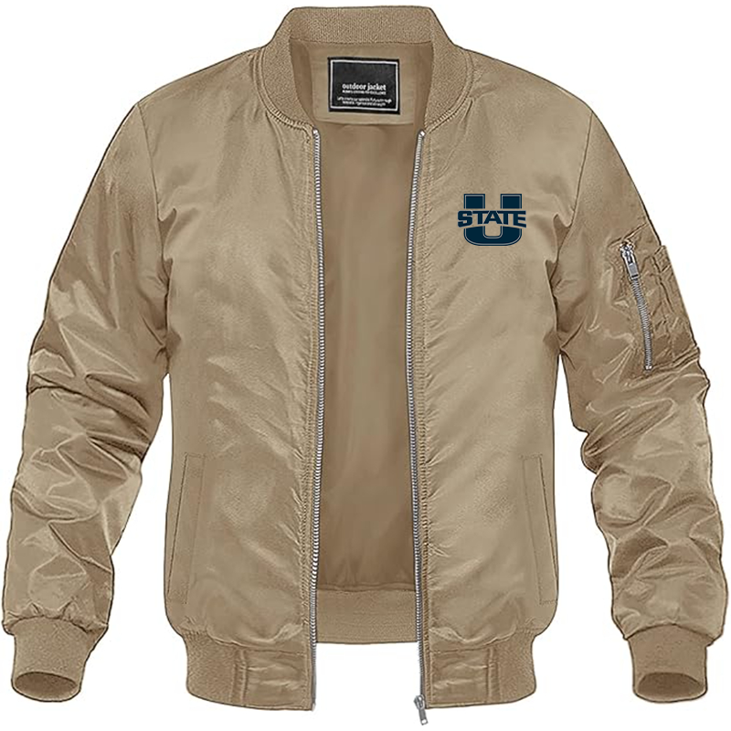 Men's Utah State Aggies  Lightweight Bomber Jacket Windbreaker Softshell Varsity Jacket Coat