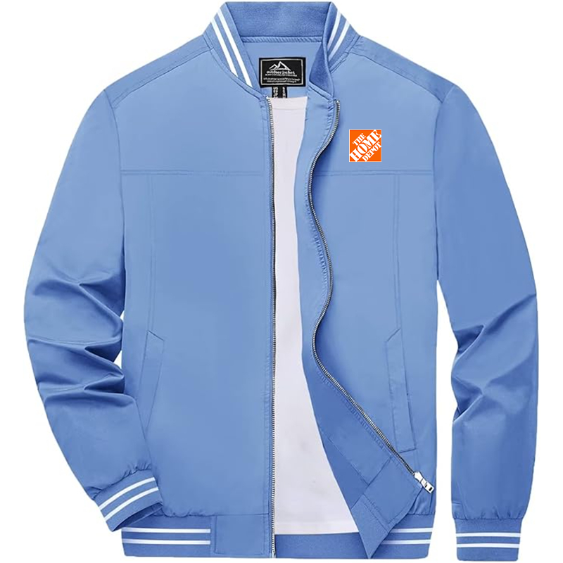 Men's  The Home Depot Zip-Up Bomber Jacket Ribbed Collar and Cuffs Outerwear
