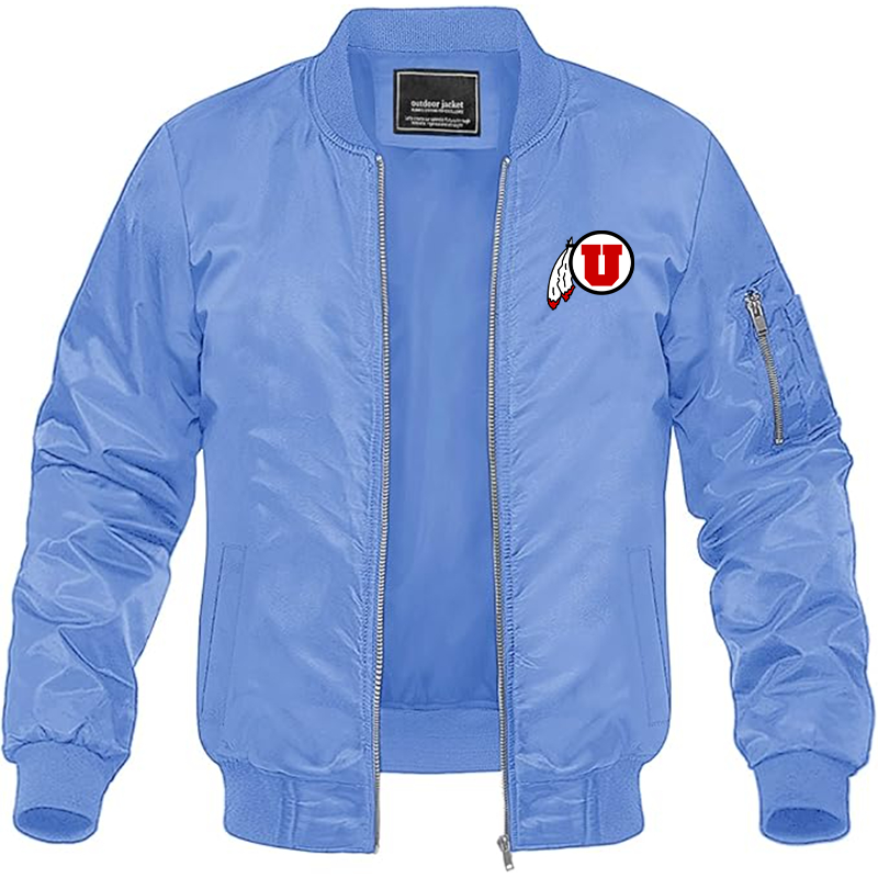 Men's  Utah Utes Lightweight Bomber Jacket Windbreaker Softshell Varsity Jacket Coat