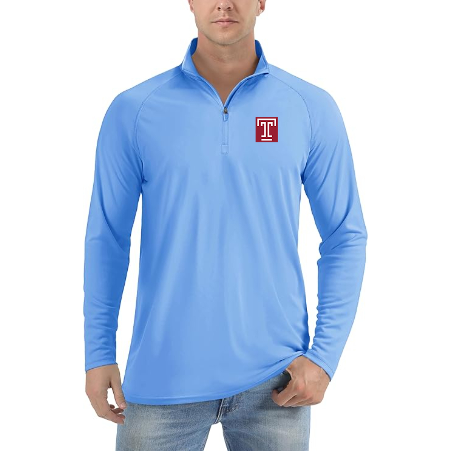 Men's Temple Owls Lightweight Quarter-Zip Athletic Shirt Long Sleeve Performance