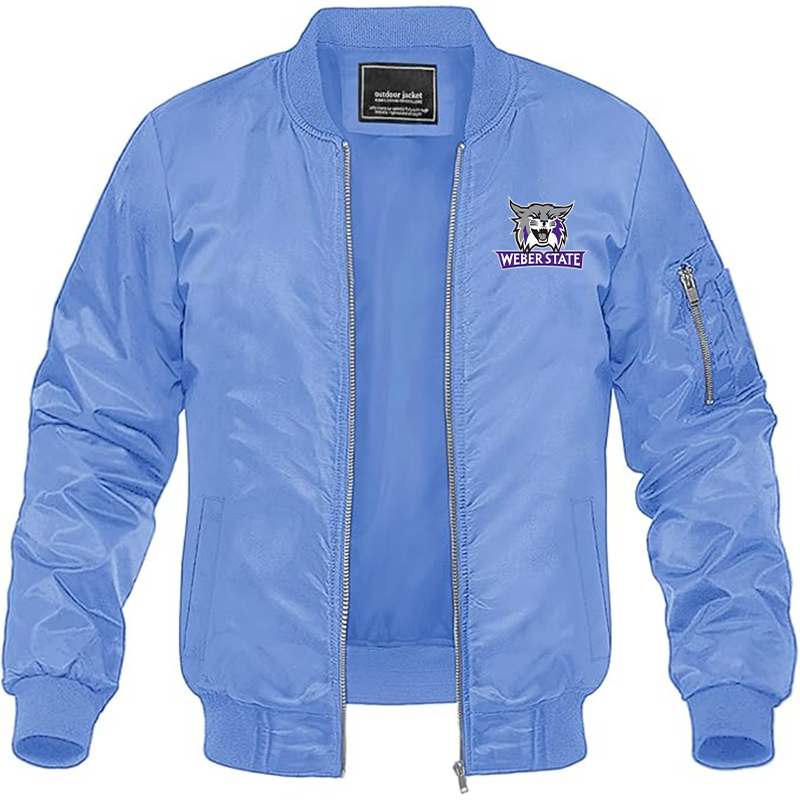 Men's Weber State Wildcats Lightweight Bomber Jacket Windbreaker Softshell Varsity Jacket Coat