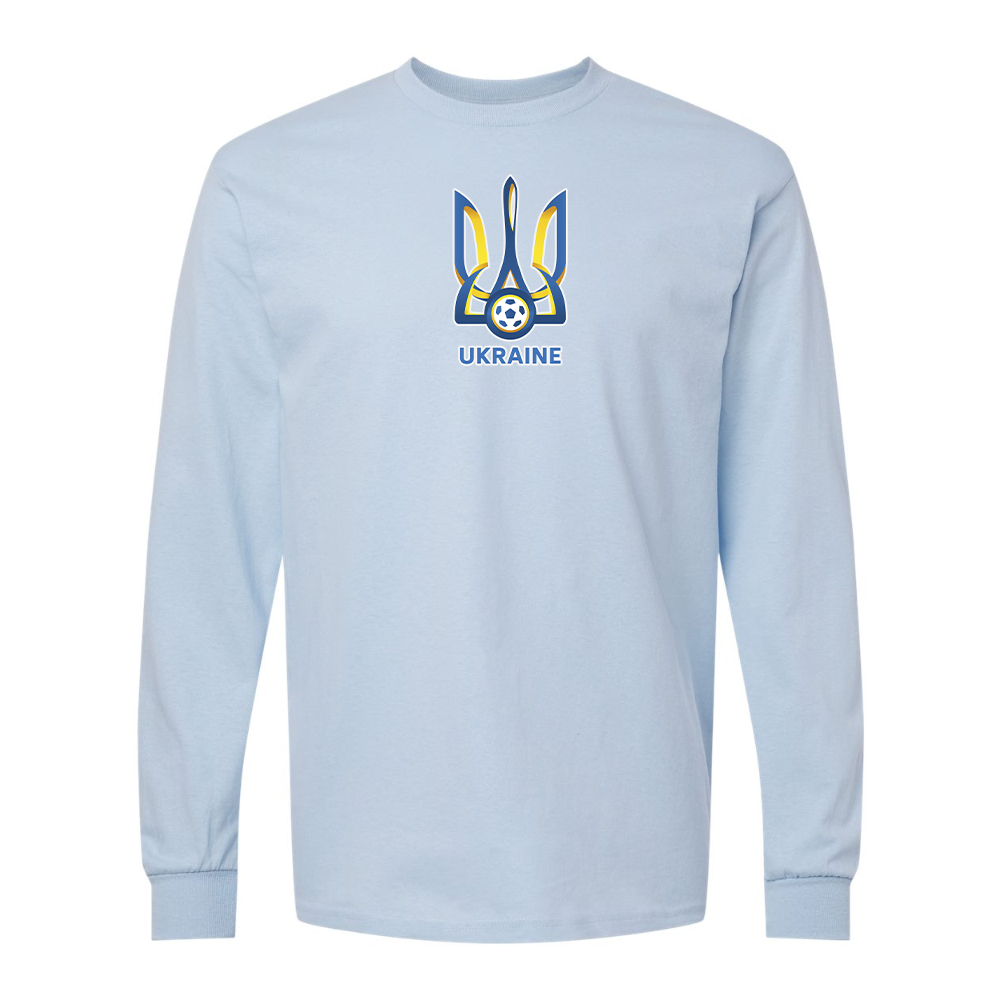 Men'sUkraine National Football Soccer Team Gildan Heavy Cotton Long Sleeve T-Shirt