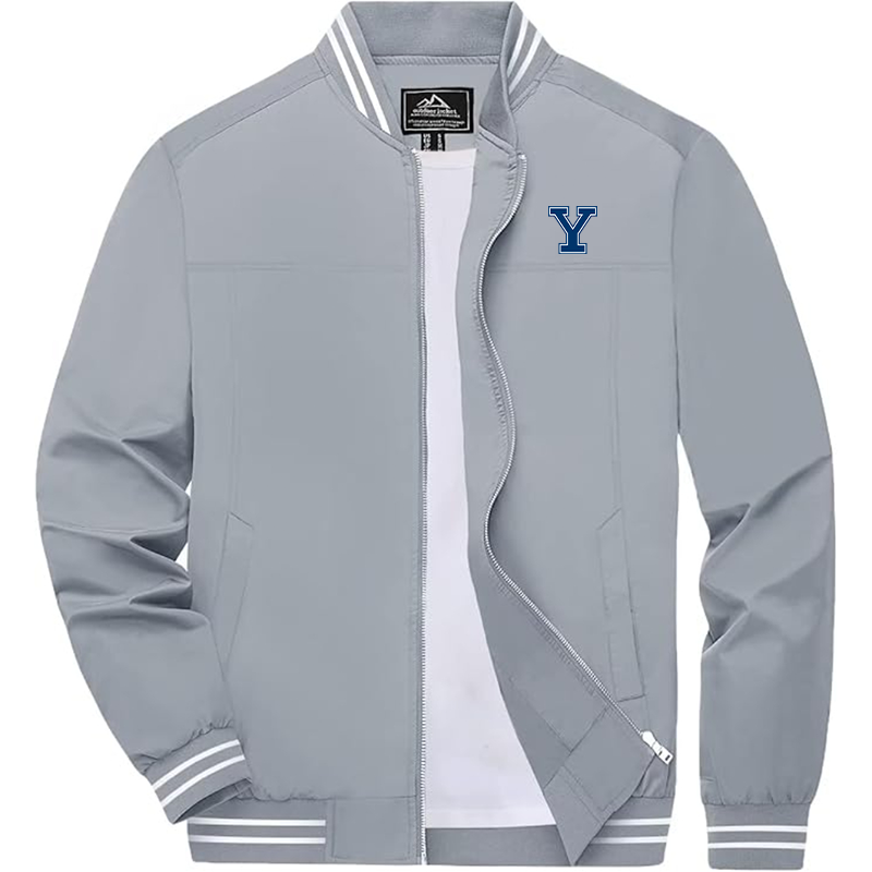 Men's  Yale Bulldogs Zip-Up Bomber Jacket  Ribbed Collar and Cuffs Outerwear