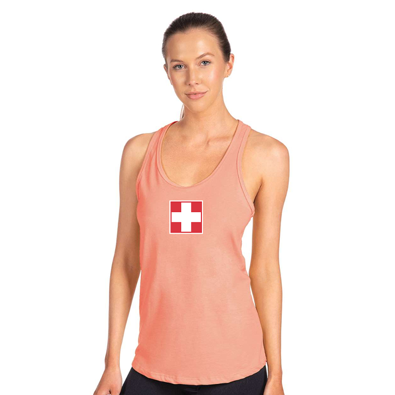 Women's Switzerland National Football Soccer Team  Next Level Ideal Racerback Tank