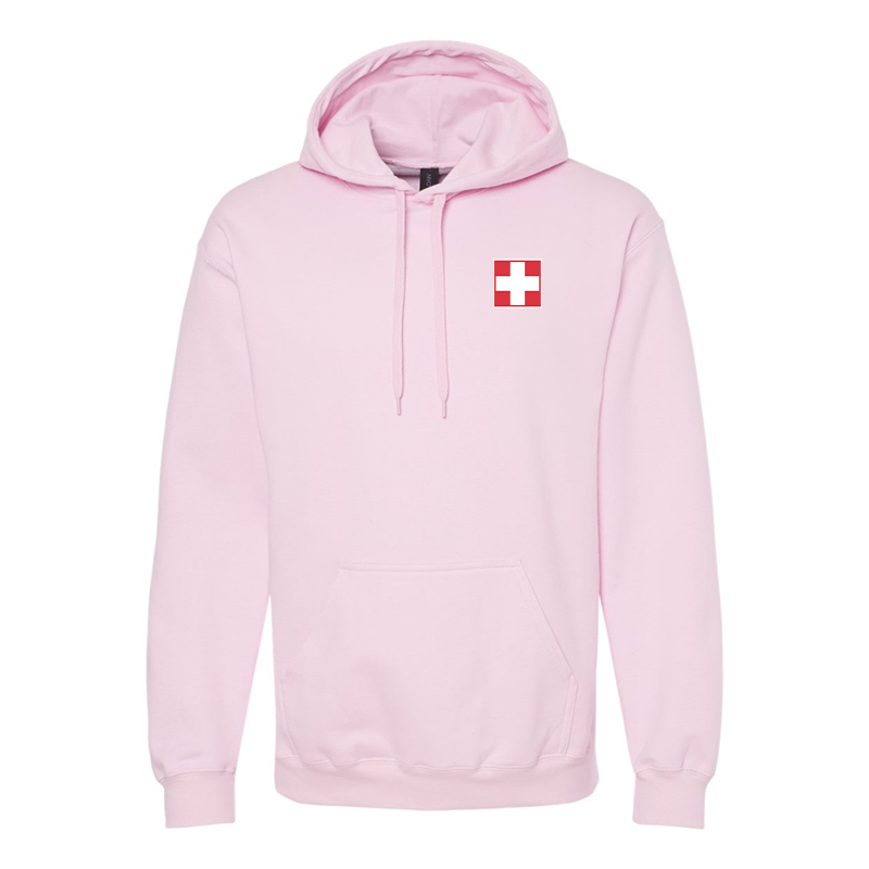 Men's  Switzerland National Football Soccer Team  Softstyle Midweight Hooded Sweatshirt