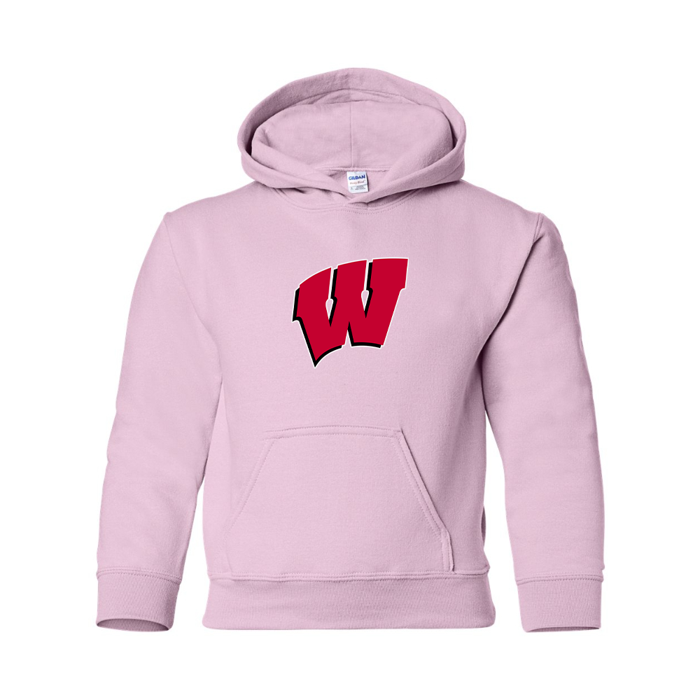 Youth Wisconsin Badgers Gildan Heavy Blend  Hooded Sweatshirt