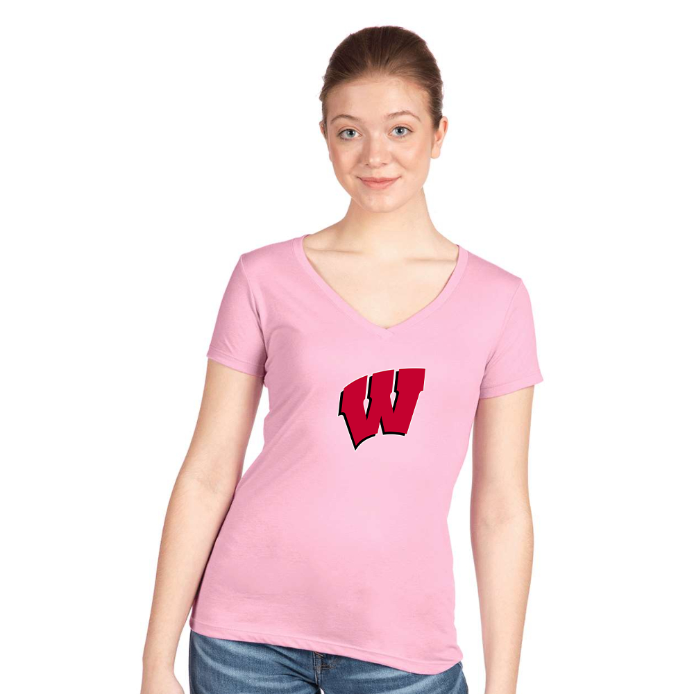 Women's Wisconsin Badgers  Next Level V-Neck T-Shirt