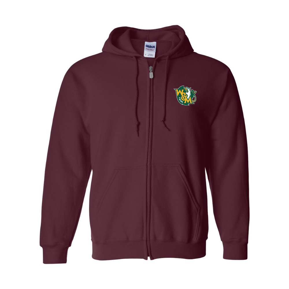Men's William and Mary Tribe Gildan  Heavy Blend Full Zip Hooded Sweatshirt