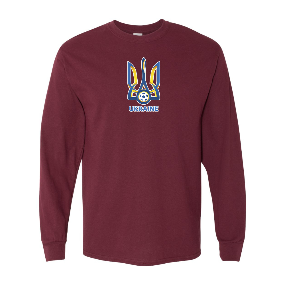 Men'sUkraine National Football Soccer Team Gildan Heavy Cotton Long Sleeve T-Shirt