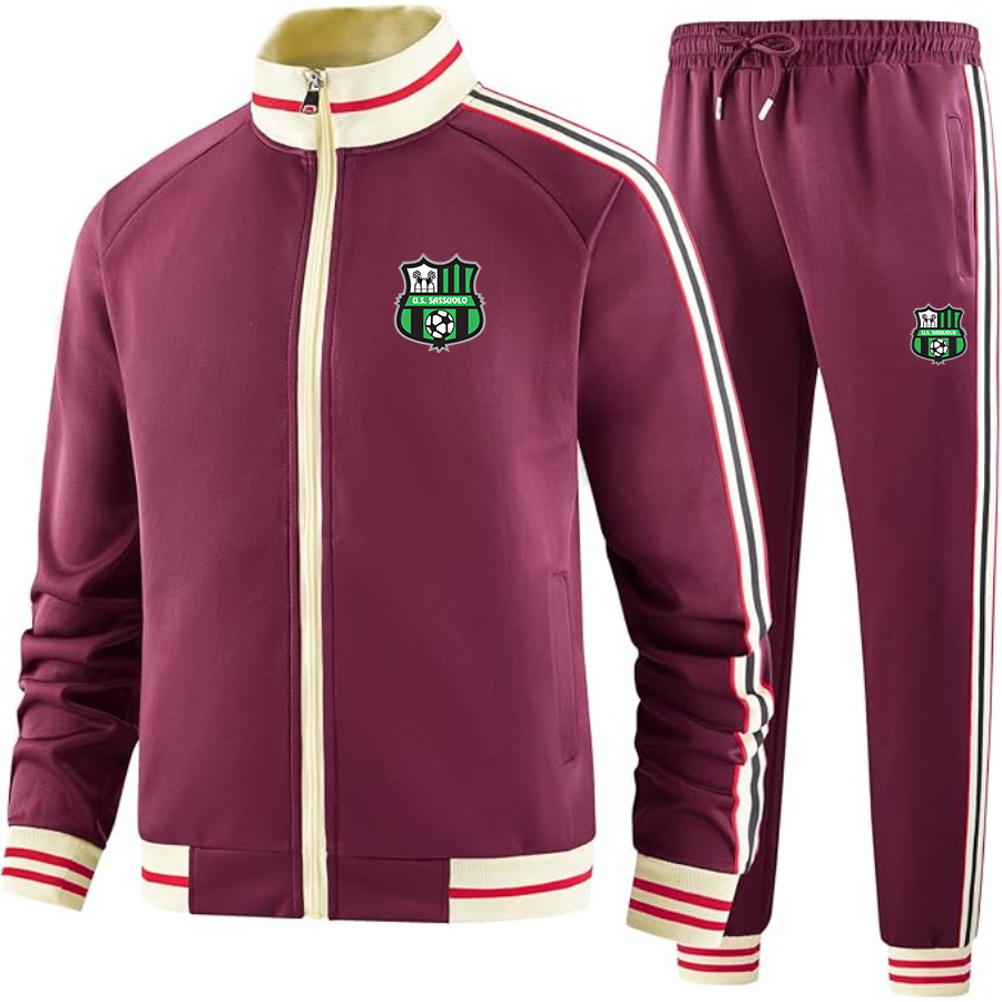 Men's  U.S. Sassuolo Soccer   Tracksuit with Bold Striped Accents and Zippered Front