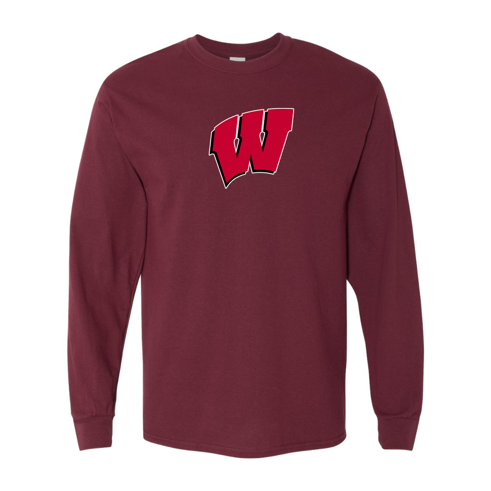 Men's Wisconsin Badgers Gildan Heavy Cotton Long Sleeve T-Shirt