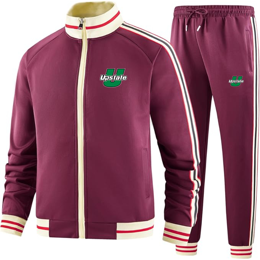 Men's USC Upstate Spartans Tracksuit with Bold Striped Accents and Zippered Front
