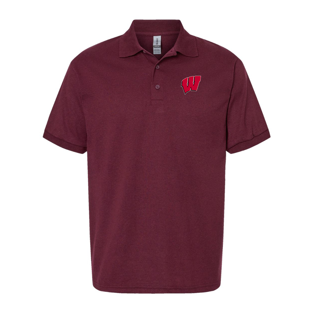 Men's Wisconsin Badgers Gildan Dry Blend Jersey Polo