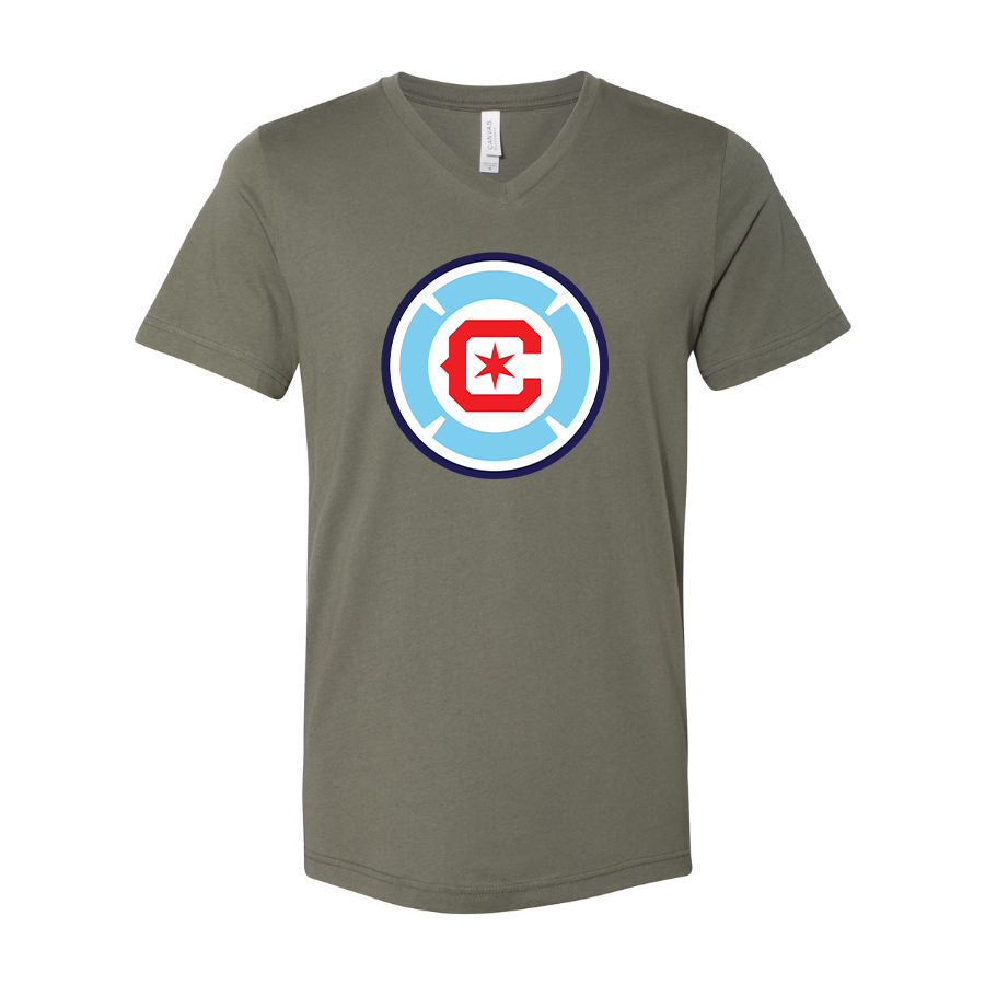 Men's Chicago fire Soccer BELLA + CANVAS - Jersey V-Neck T-Shirt