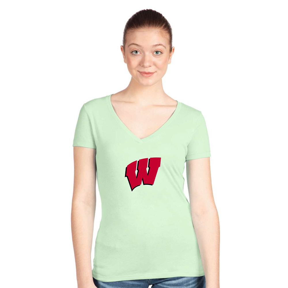 Women's Wisconsin Badgers  Next Level V-Neck T-Shirt