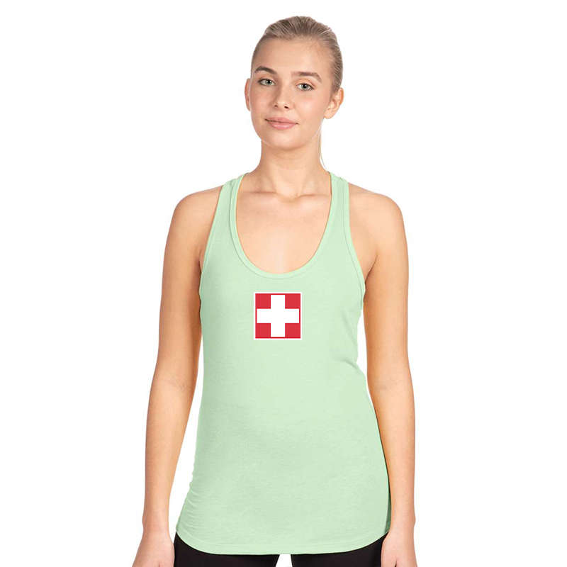 Women's Switzerland National Football Soccer Team  Next Level Ideal Racerback Tank