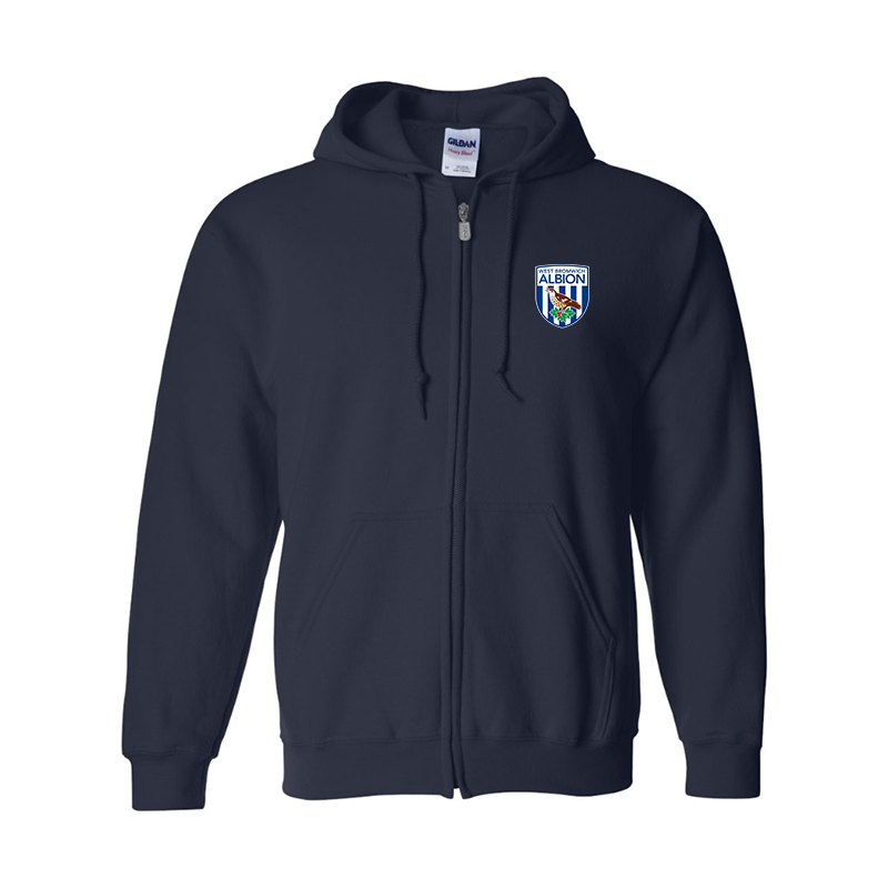 Men's West Bromwich Albion Soccer Gildan  Heavy Blend Full Zip Hooded Sweatshirt