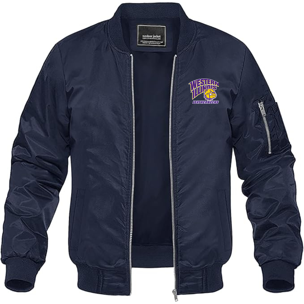 Men's Western Illinois Leathernecks Lightweight Bomber Jacket Windbreaker Softshell Varsity Jacket Coat