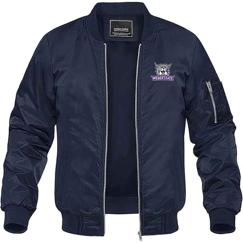 Men's Weber State Wildcats Lightweight Bomber Jacket Windbreaker Softshell Varsity Jacket Coat