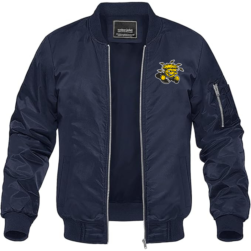 Men's Wichita State Shockers  Lightweight Bomber Jacket Windbreaker Softshell Varsity Jacket Coat