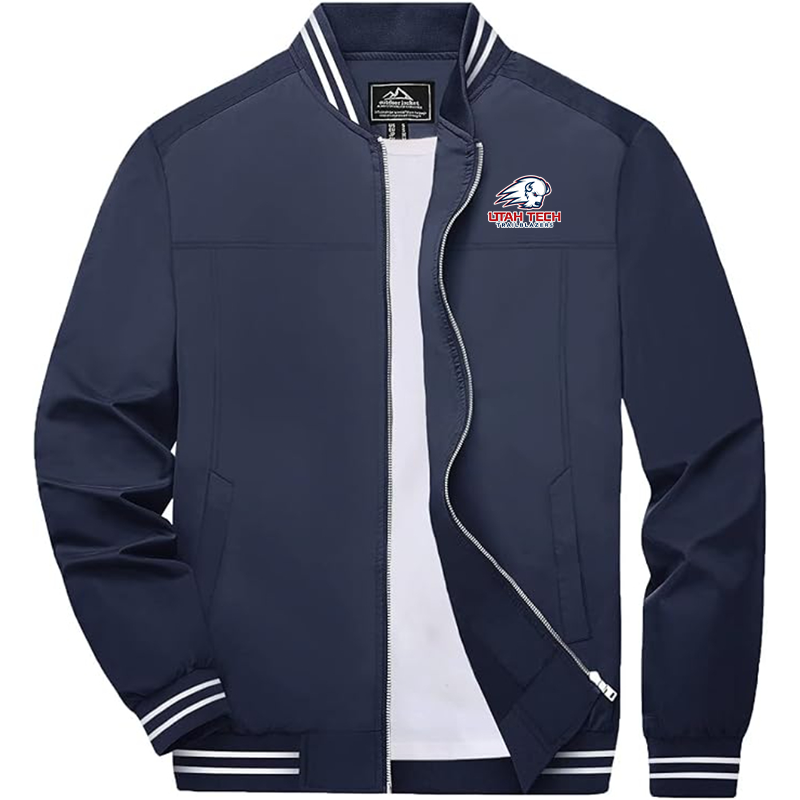 Men's Utah Tech Trailblazers Zip-Up Bomber Jacket Ribbed Collar and Cuffs Outerwear