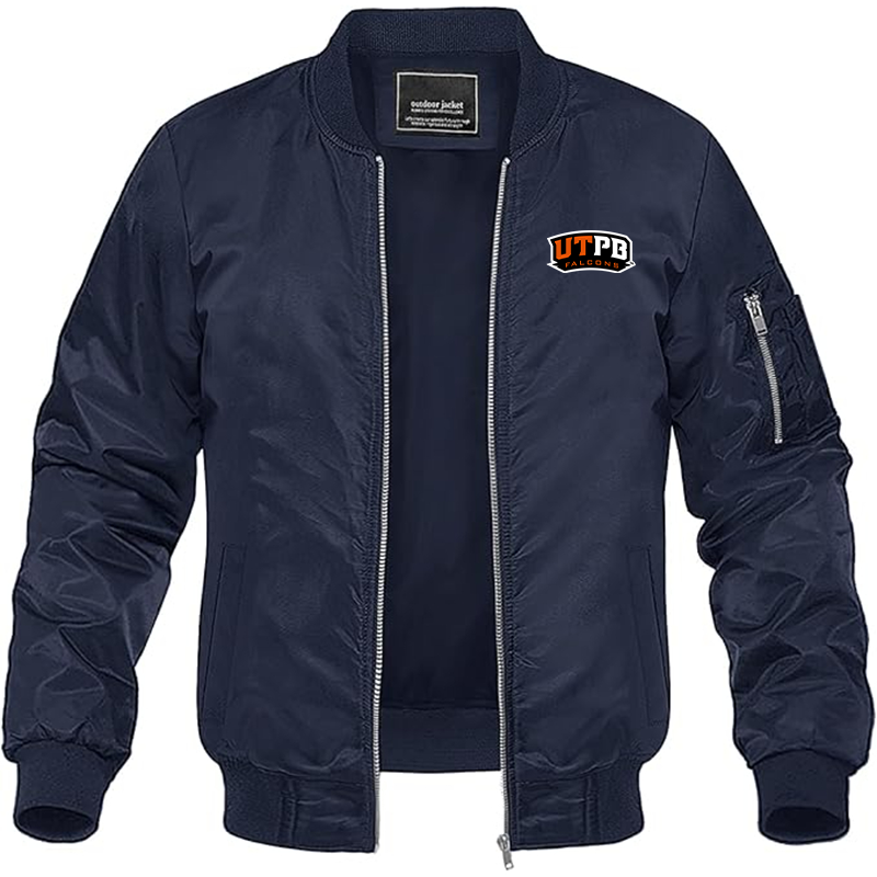 Men' UTRGV Vaqueros Lightweight Bomber Jacket Windbreaker Softshell Varsity Jacket Coat