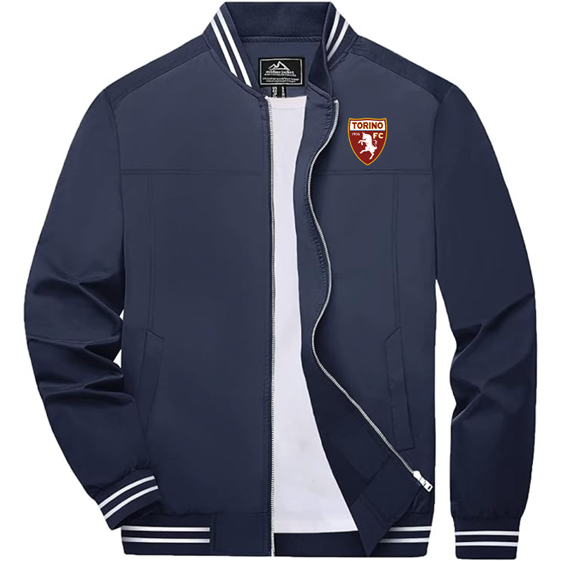 Men's  Torino Soccer Zip-Up Bomber Jacket Ribbed Collar and Cuffs Outerwear