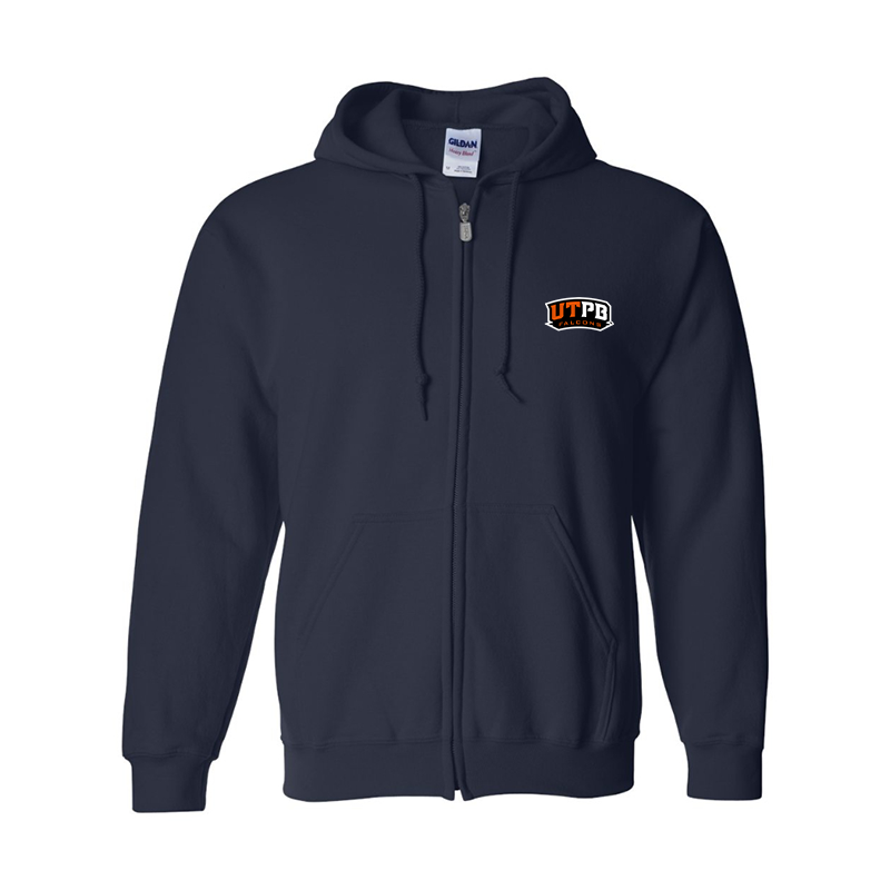 Men's UTPB Falcons Gildan  Heavy Blend Full Zip Hooded Sweatshirt