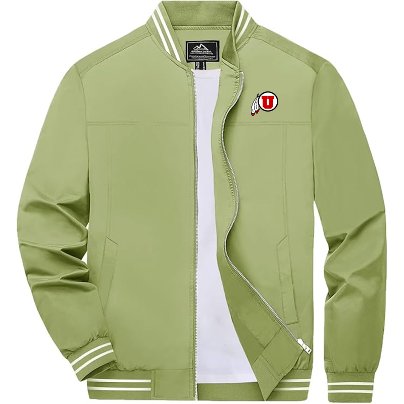 Men's Utah Utes Zip-Up Bomber Jacket Ribbed Collar and Cuffs Outerwear