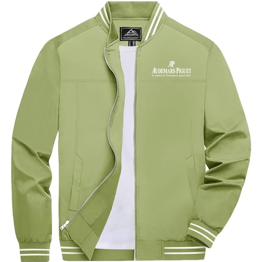 Men's Audemars-Piguet  Lightweight Zip-Up Bomber Jacket Ribbed Collar and Cuffs Outerwear