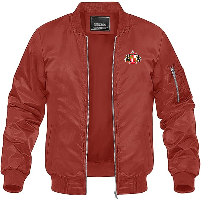 Men's  Sunderland AFC Soccer  Lightweight  Bomber Jacket Windbreaker Softshell Varsity Jacket Coat
